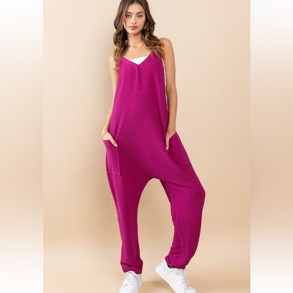 11 Textured Fabric Harem Jumpsuit - Picture 3 of 5